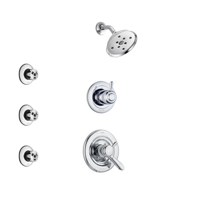 Delta Lahara Chrome Finish Shower System with Dual Control Handle, 3-Setting Diverter, Showerhead, and 3 Body Sprays SS172382