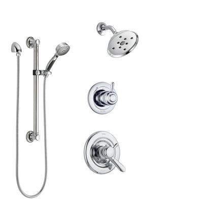 Delta Lahara Chrome Finish Shower System with Dual Control Handle, 3-Setting Diverter, Showerhead, and Hand Shower with Grab Bar SS172384