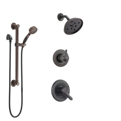 Delta Lahara Venetian Bronze Finish Shower System with Dual Control Handle, 3-Setting Diverter, Showerhead, and Hand Shower with Grab Bar SS17238RB3