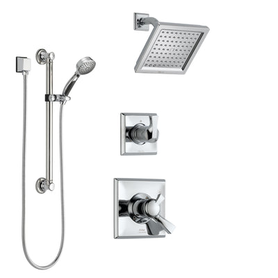 Delta Dryden Chrome Finish Shower System with Dual Control Handle, 3-Setting Diverter, Showerhead, and Hand Shower with Grab Bar SS1725114