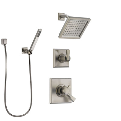 Delta Dryden Stainless Steel Finish Shower System with Dual Control Handle, Diverter, Showerhead, and Hand Shower with Wall Bracket SS172511SS4