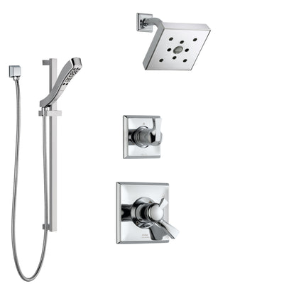 Delta Dryden Chrome Finish Shower System with Dual Control Handle, 3-Setting Diverter, Showerhead, and Hand Shower with Slidebar SS1725126