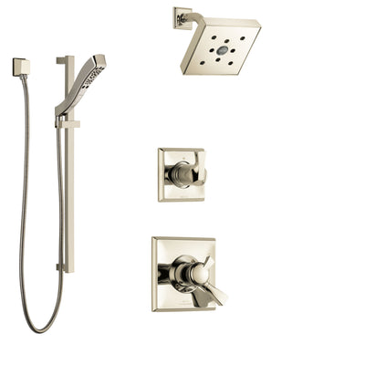 Delta Dryden Polished Nickel Finish Shower System with Dual Control Handle, 3-Setting Diverter, Showerhead, and Hand Shower with Slidebar SS172512PN3