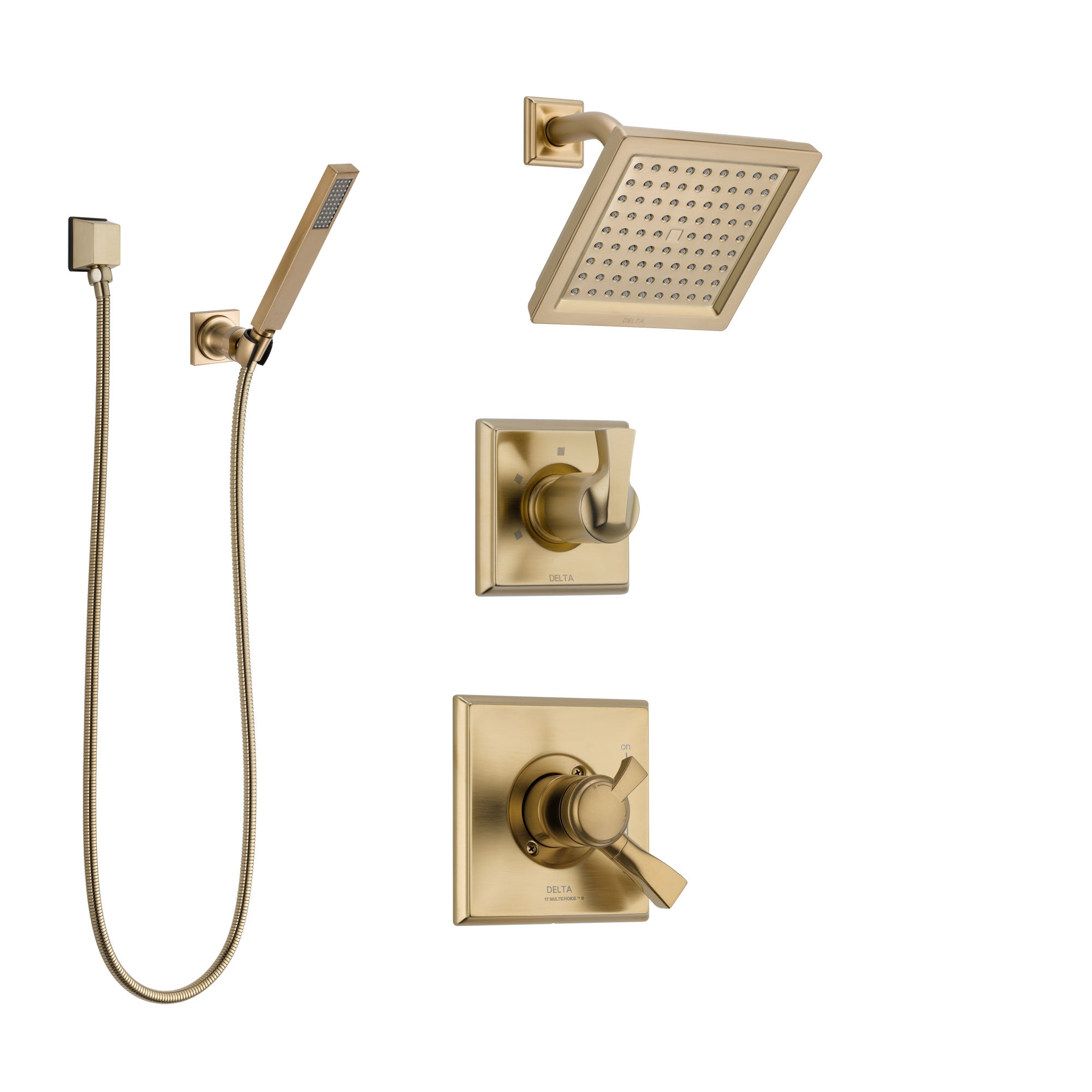 Delta Dryden Champagne Bronze Shower System with Dual Control Handle, 3-Setting Diverter, Showerhead, and Hand Shower with Wall Bracket SS17251CZ3