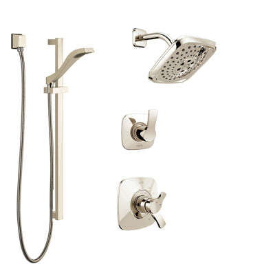 Delta Tesla Polished Nickel Finish Shower System with Dual Control Handle, 3-Setting Diverter, Showerhead, and Hand Shower with Slidebar SS17252PN3