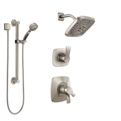 Delta Tesla Stainless Steel Finish Shower System with Dual Control Handle, 3-Setting Diverter, Showerhead, and Hand Shower with Grab Bar SS17252SS3