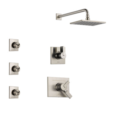 Delta Vero Stainless Steel Finish Shower System with Dual Control Handle, 3-Setting Diverter, Showerhead, and 3 Body Sprays SS172531SS1