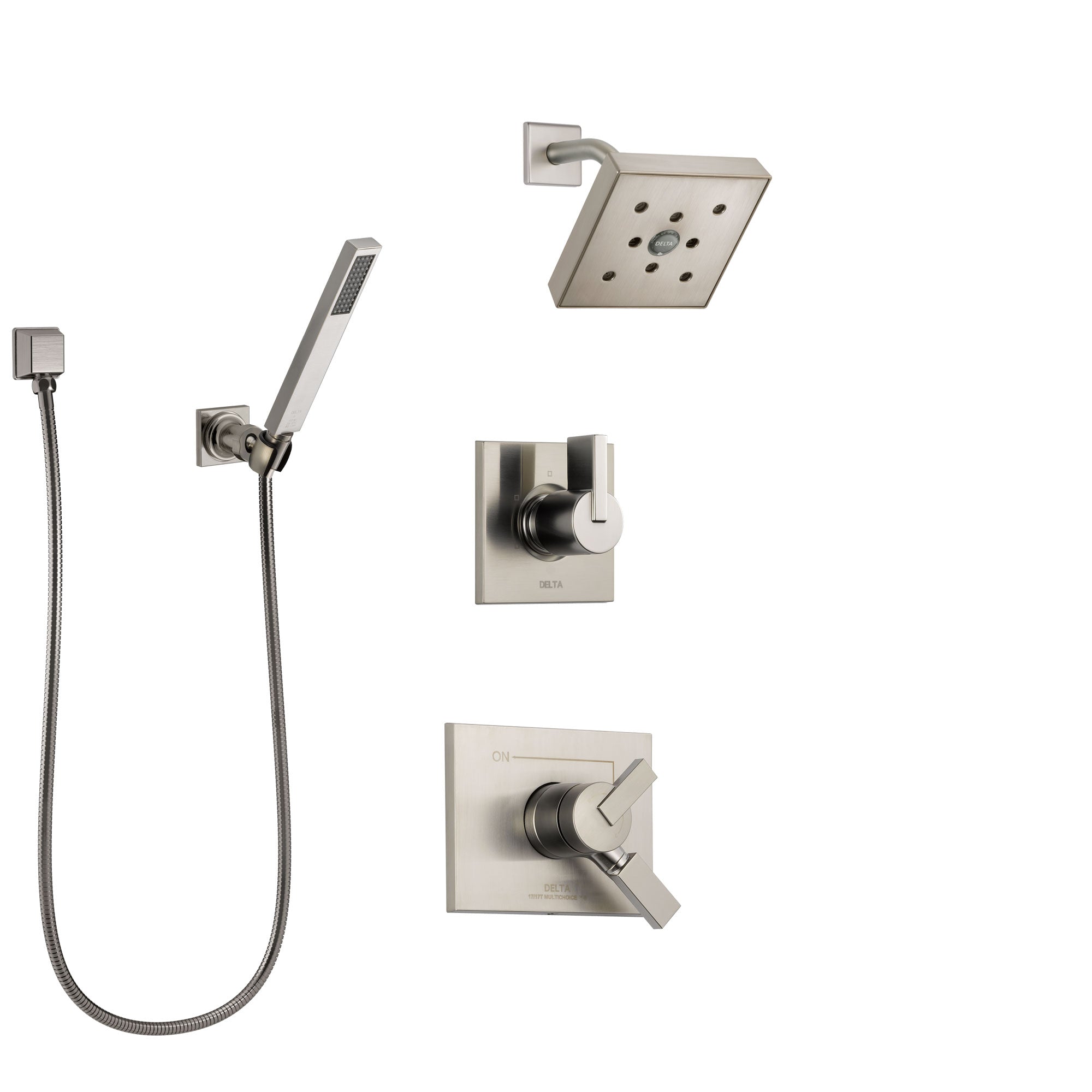 Delta Vero Stainless Steel Finish Shower System with Dual Control Handle, Diverter, Showerhead, and Hand Shower with Wall Bracket SS172532SS4