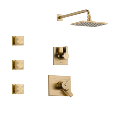 Delta Vero Champagne Bronze Finish Shower System with Dual Control Handle, 3-Setting Diverter, Showerhead, and 3 Body Sprays SS17253CZ1