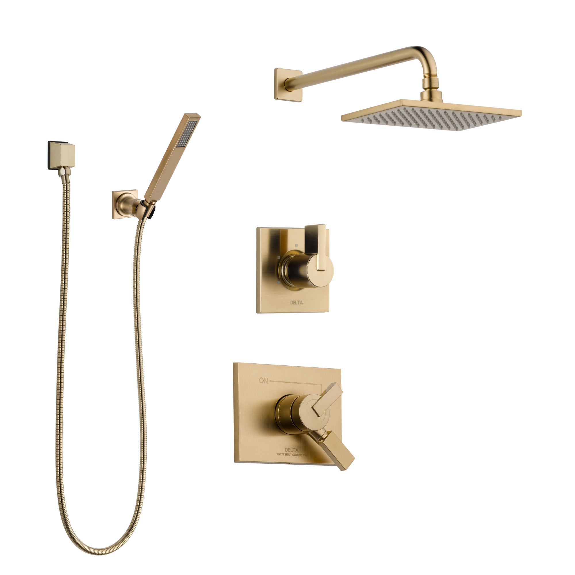 Delta Vero Champagne Bronze Shower System with Dual Control Handle, 3-Setting Diverter, Showerhead, and Hand Shower with Wall Bracket SS17253CZ3