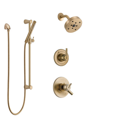 Delta Trinsic Champagne Bronze Finish Shower System with Dual Control Handle, 3-Setting Diverter, Showerhead, and Hand Shower with Slidebar SS17259CZ2