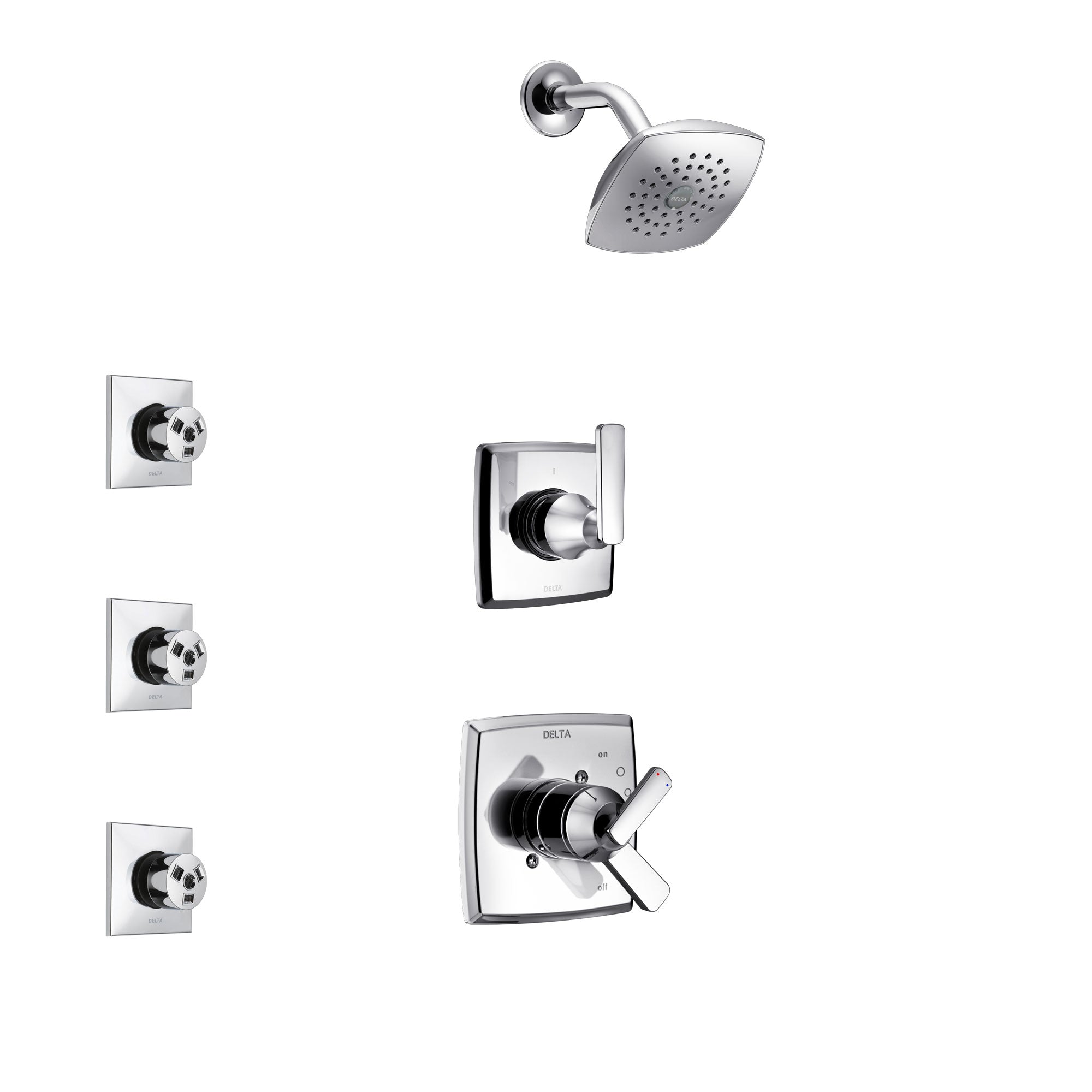 Delta Ashlyn Chrome Finish Shower System with Dual Control Handle, 3-Setting Diverter, Showerhead, and 3 Body Sprays SS172642