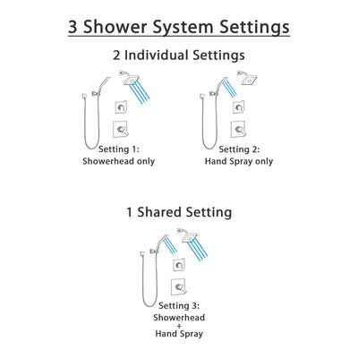 Delta Ara Matte Black Finish Modern Square 17 Series Shower System with Hand Shower with Wall Bracket plus H2Okinetic Showerhead SS172673BL4