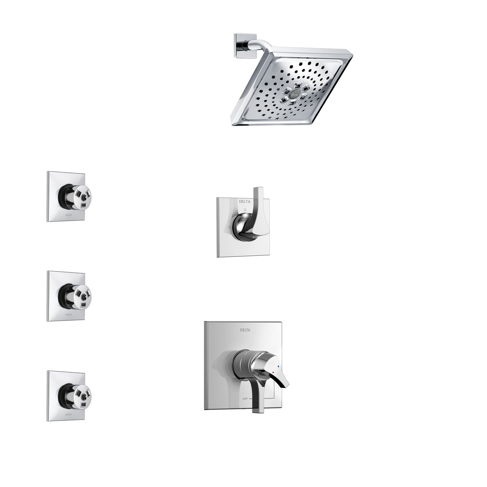 Delta Zura Chrome Finish Shower System with Dual Control Handle, 3-Setting Diverter, Showerhead, and 3 Body Sprays SS172742