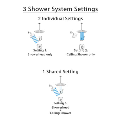 Delta Stryke Matte Black Finish 2 Control Shower System with Large Round Ceiling Mount Rain Showerhead and Multi-Setting Wall Showerhead SS172763BL1