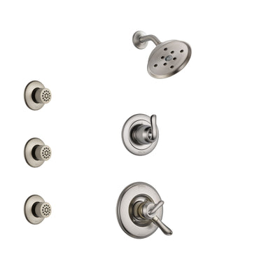 Delta Linden Stainless Steel Finish Shower System with Dual Control Handle, 3-Setting Diverter, Showerhead, and 3 Body Sprays SS17294SS2