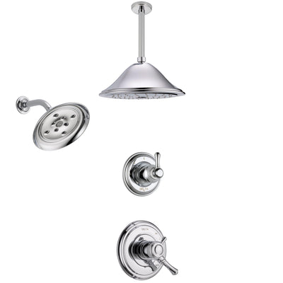 Delta Cassidy Chrome Finish Shower System with Dual Control Handle, 3-Setting Diverter, Showerhead, and Ceiling Mount Showerhead SS172976