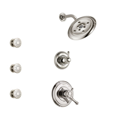 Delta Cassidy Polished Nickel Finish Shower System with Dual Control Handle, 3-Setting Diverter, Showerhead, and 3 Body Sprays SS17297PN1