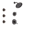 Delta Cassidy Venetian Bronze Finish Shower System with Dual Control Handle, 3-Setting Diverter, Showerhead, and 3 Body Sprays SS17297RB1