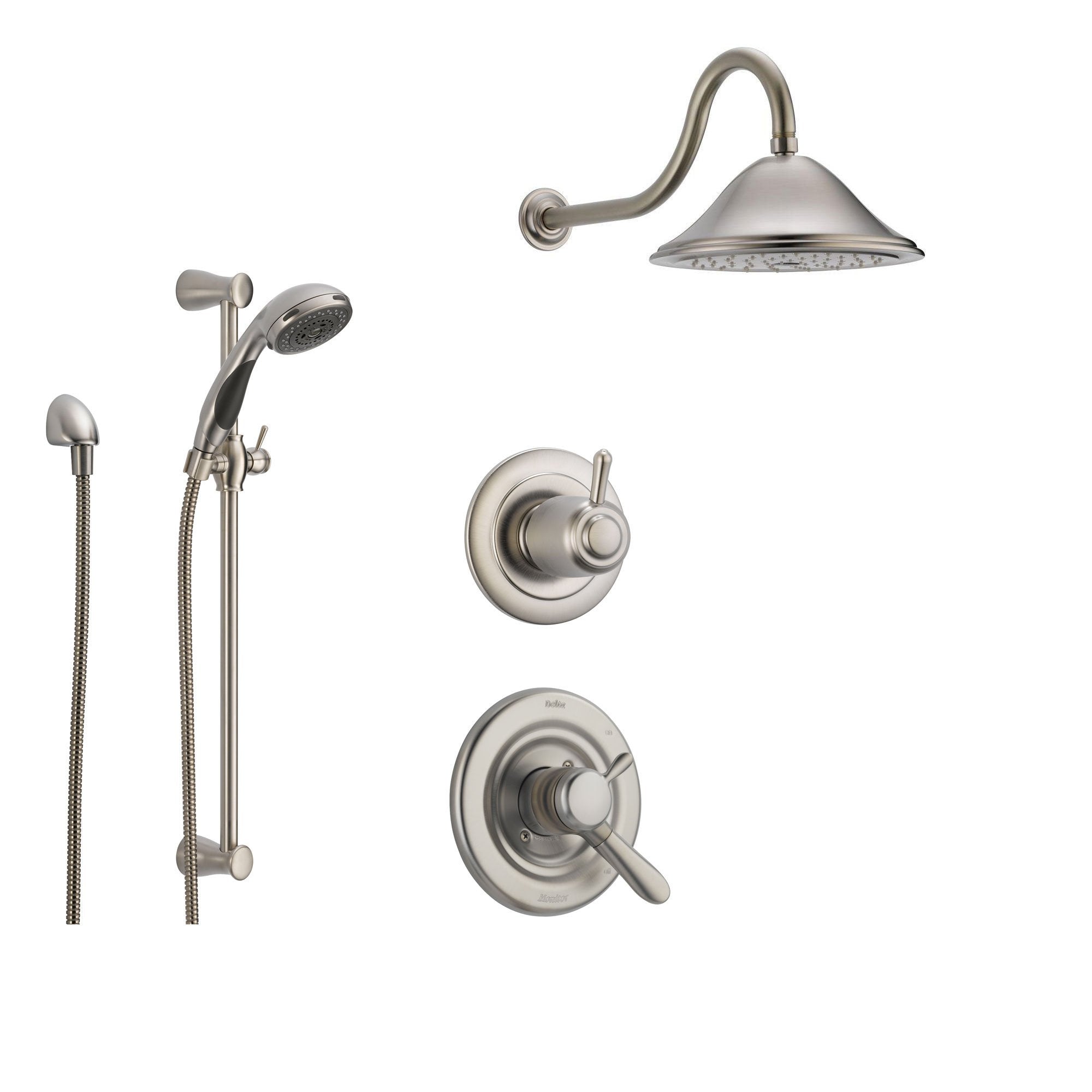 Delta Lahara Stainless Steel Shower System with Dual Control Shower Handle, 3-setting Diverter, Large Rain Showerhead, and Handheld Shower SS173881SS