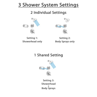 Delta Lahara Chrome Shower System with Dual Control Shower Handle, 3-setting Diverter, Modern Round Showerhead, and Dual Body Spray Plate SS173884