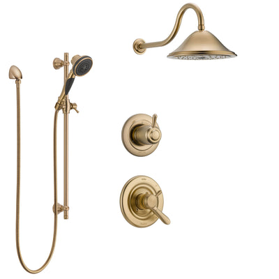 Delta Lahara Champagne Bronze Finish Shower System with Dual Control Handle, 3-Setting Diverter, Showerhead, and Hand Shower with Slidebar SS1738CZ2