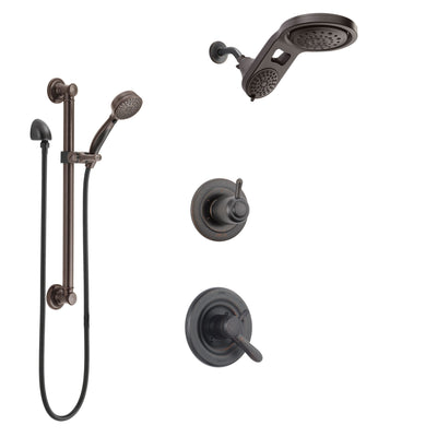 Delta Lahara Venetian Bronze Shower System with Dual Control Handle, 3-Setting Diverter, Dual Showerhead, and Hand Shower with Grab Bar SS1738RB5