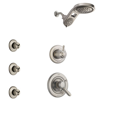 Delta Lahara Stainless Steel Finish Shower System with Dual Control Handle, 3-Setting Diverter, Dual Showerhead, and 3 Body Sprays SS1738SS4