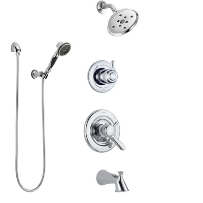 Delta Lahara Chrome Finish Tub and Shower System with Dual Control Handle, 3-Setting Diverter, Showerhead, and Hand Shower with Wall Bracket SS174383