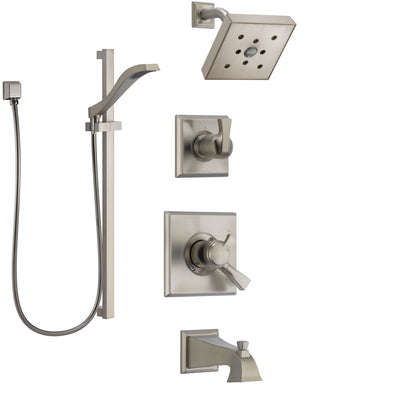 Delta Dryden Stainless Steel Finish Tub and Shower System with Dual Control Handle, Diverter, Showerhead, and Hand Shower with Slidebar SS174512SS5