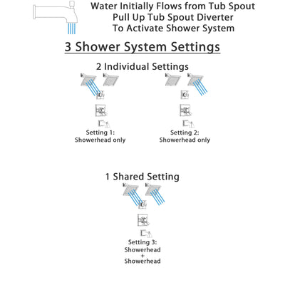 Delta Dryden Polished Nickel Finish Tub and Shower System with Dual Control Handle, 3-Setting Diverter, 2 Showerheads SS17451PN4