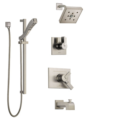 Delta Vero Stainless Steel Finish Tub and Shower System with Dual Control Handle, Diverter, Showerhead, and Hand Shower with Slidebar SS174532SS6