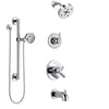 Delta Trinsic Chrome Finish Tub and Shower System with Dual Control Handle, 3-Setting Diverter, Showerhead, and Hand Shower with Grab Bar SS174595