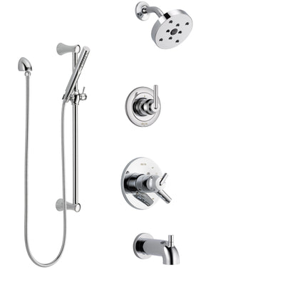 Delta Trinsic Chrome Finish Tub and Shower System with Dual Control Handle, 3-Setting Diverter, Showerhead, and Hand Shower with Slidebar SS174596