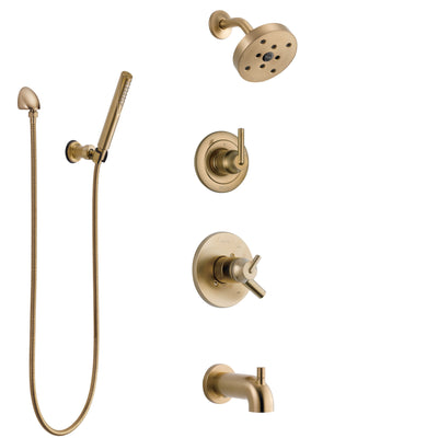 Delta Trinsic Champagne Bronze Tub and Shower System with Dual Control Handle, Diverter, Showerhead, and Hand Shower with Wall Bracket SS17459CZ3