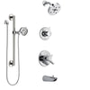 Delta Compel Chrome Finish Tub and Shower System with Dual Control Handle, 3-Setting Diverter, Showerhead, and Hand Shower with Grab Bar SS174615