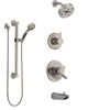 Delta Compel Stainless Steel Finish Tub and Shower System with Dual Control Handle, Diverter, Showerhead, and Hand Shower with Grab Bar SS17461SS3