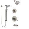 Delta Compel Stainless Steel Finish Dual Control Handle Tub and Shower System, Diverter, Showerhead, and Temp2O Hand Shower with Slidebar SS17461SS4