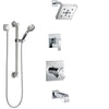 Delta Ara Chrome Finish Tub and Shower System with Dual Control Handle, 3-Setting Diverter, Showerhead, and Hand Shower with Grab Bar SS174673