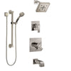 Delta Ara Stainless Steel Finish Tub and Shower System with Dual Control Handle, Diverter, Showerhead, and Hand Shower with Grab Bar SS17467SS3