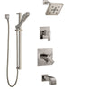 Delta Ara Stainless Steel Finish Tub and Shower System with Dual Control Handle, Diverter, Showerhead, and Hand Shower with Slidebar SS17467SS5