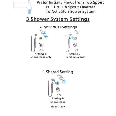 Delta Linden Chrome Finish Tub and Shower System with Dual Control Handle, 3-Setting Diverter, Showerhead, and Hand Shower with Slidebar SS174945