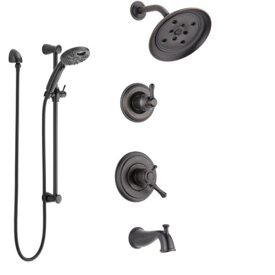 Delta Cassidy Venetian Bronze Tub and Shower System with Dual Control, 3-Setting Diverter, Showerhead, and Temp2O Hand Shower with Slidebar SS17497RB4