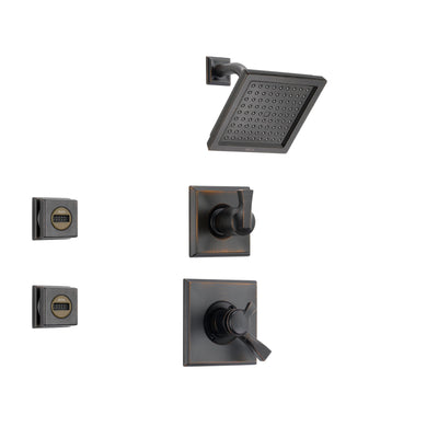 Delta Dryden Venetian Bronze Shower System with Dual Control Shower Handle, 3-setting Diverter, Modern Square Showerhead, and 2 Body Sprays SS175181RB