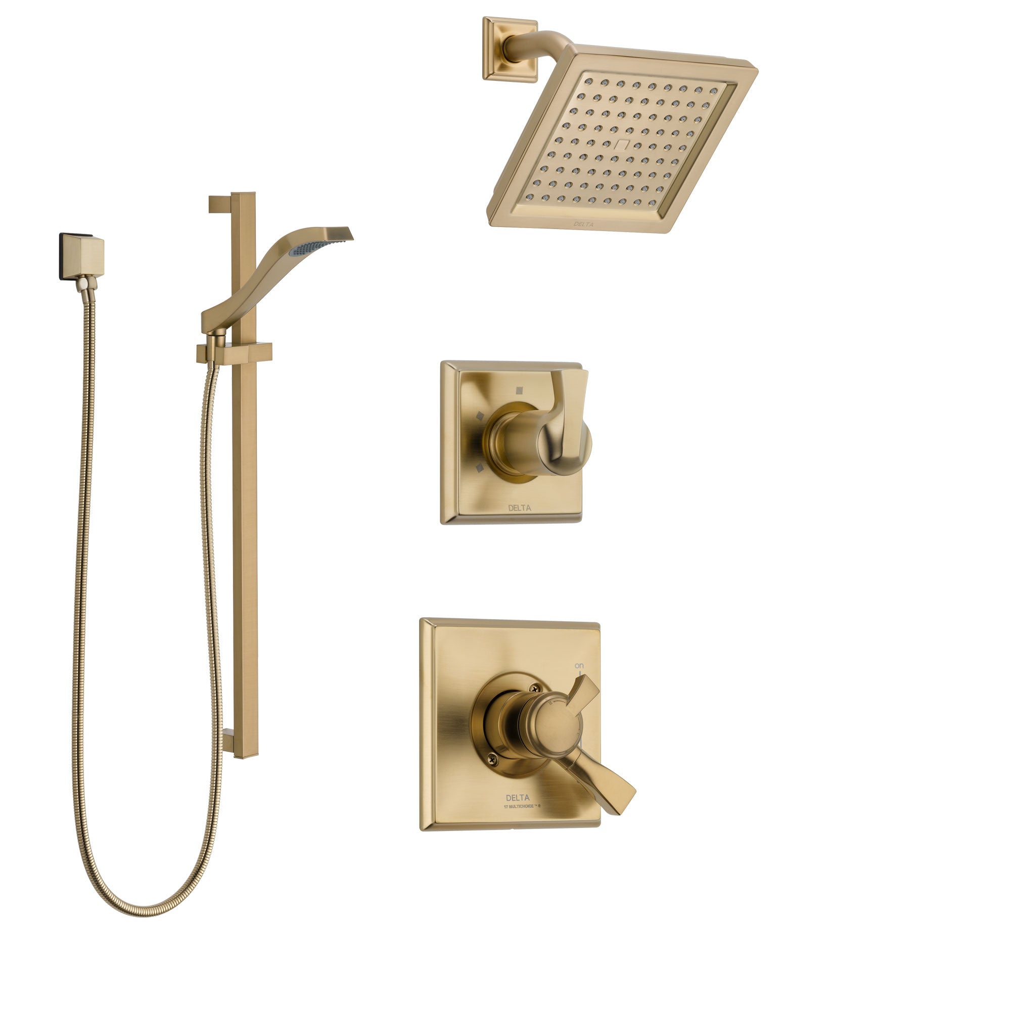 Delta Dryden Champagne Bronze Finish Shower System with Dual Control Handle, 3-Setting Diverter, Showerhead, and Hand Shower with Slidebar SS1751CZ2