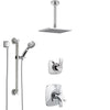 Delta Tesla Chrome Finish Shower System with Dual Control Handle, 3-Setting Diverter, Ceiling Mount Showerhead, and Hand Shower with Grab Bar SS17521