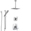 Delta Tesla Chrome Finish Shower System with Dual Control Handle, 3-Setting Diverter, Ceiling Mount Showerhead, and Hand Shower with Slidebar SS17522