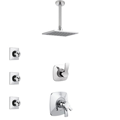 Delta Tesla Chrome Finish Shower System with Dual Control Handle, 3-Setting Diverter, Ceiling Mount Showerhead, and 3 Body Sprays SS17523