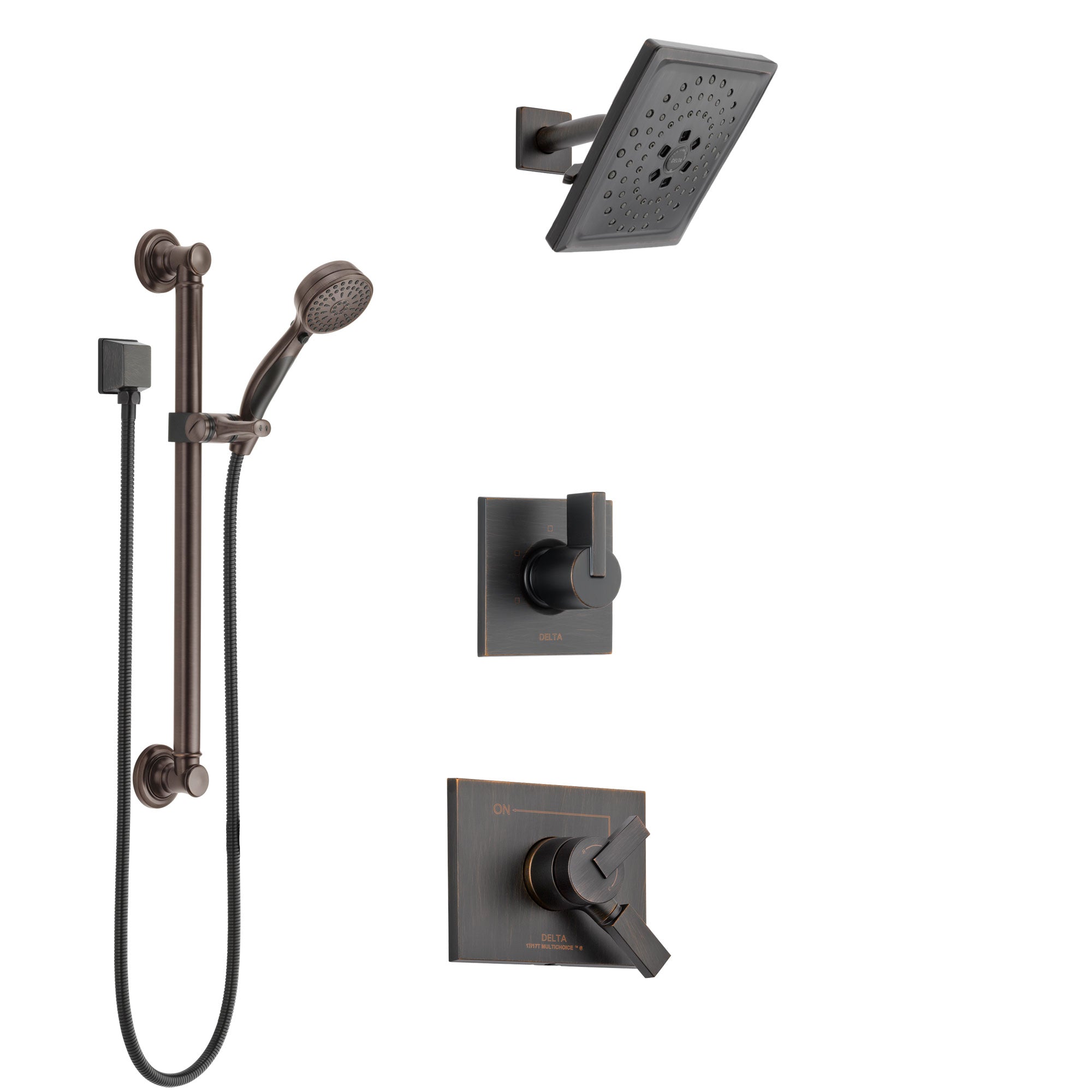 Delta Vero Venetian Bronze Finish Shower System with Dual Control Handle, 3-Setting Diverter, Showerhead, and Hand Shower with Grab Bar SS1753RB3