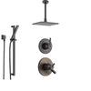 Delta Trinsic Venetian Bronze Shower System with Dual Control Shower Handle, 3-setting Diverter, Large Square Modern Ceiling Mount Shower Head, and Hand Held Shower SS175985RB